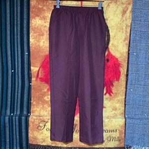 BLAIR-women’s maroon polyester stretch waistband pleated dress pants